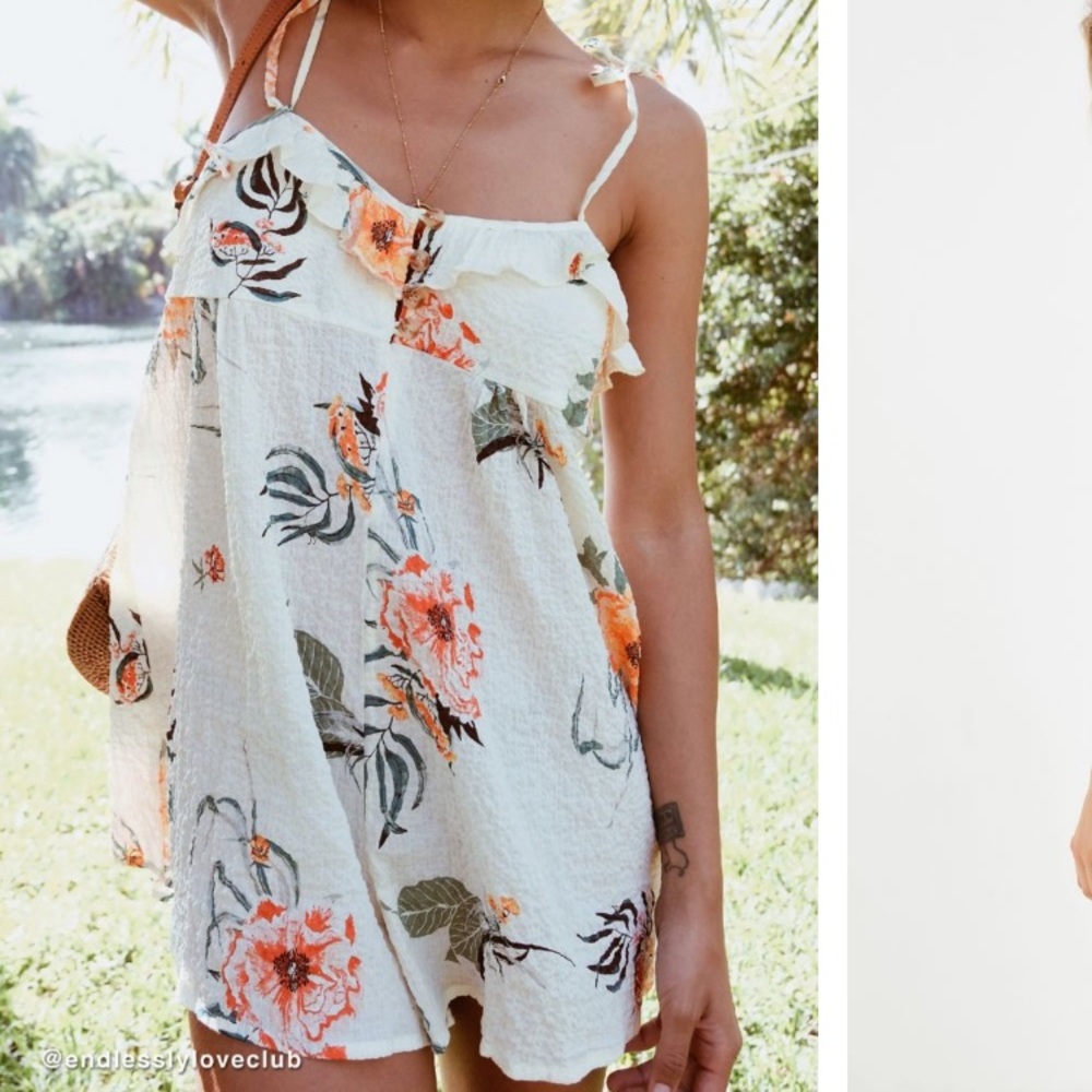 Urban outfitters tie shoulder babydoll romper